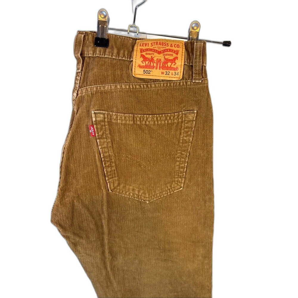 Levi Strauss 502 Men's Brown Rust Corduroy Pants 32 x 34 Straight Leg Exc Condit